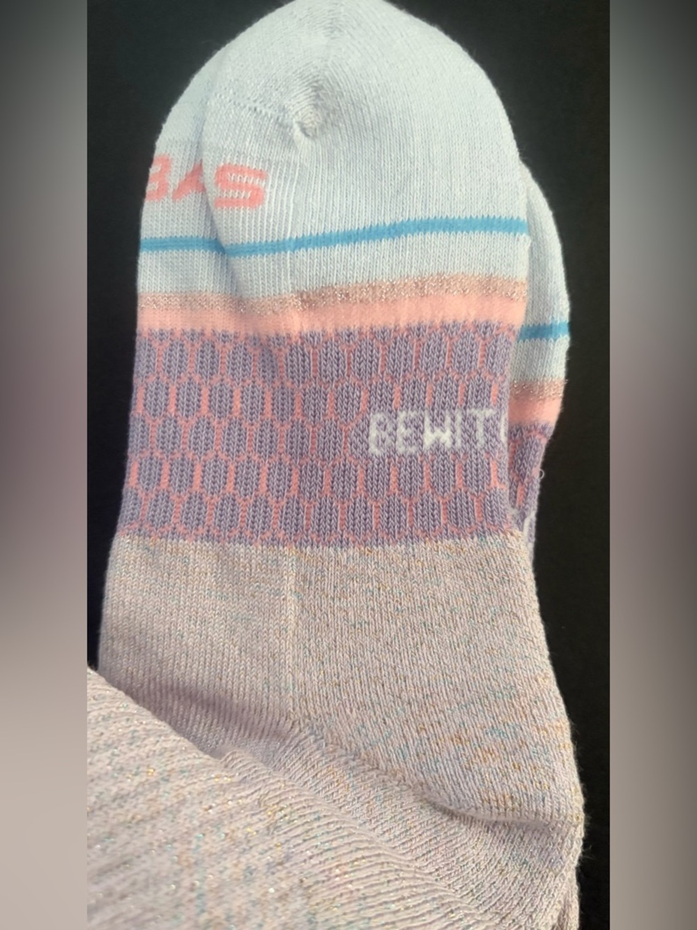 Bombas Wicket Quarter Socks Calf/Crew Pastel Sparkle Sold Out New w/tags Small - Picture 4 of 6